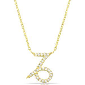 14k Gold Vermeil Capricorn Zodiac CZ Necklace